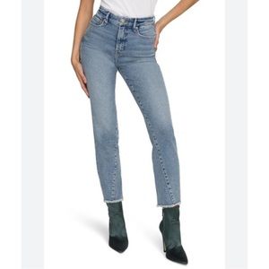 Good American Good Vintage Twisted Seam Frayed Straight Leg Jeans Size 6/28